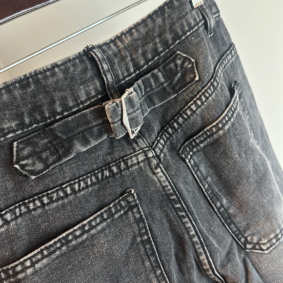 Washed Black Baggy Jeans With Tightening Back Strap - Picture 3 of 4